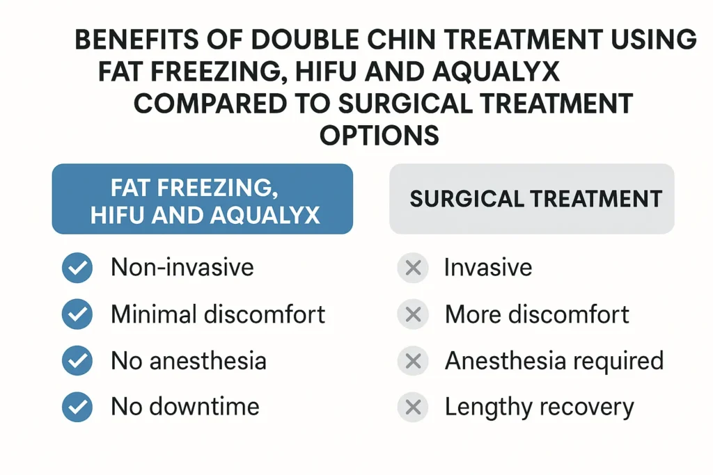 Graphic about the benefits of double chin treatment Maplehurst - from LA LIPO