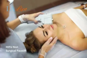 Woman having Hi-Fu to reduce wrinkles Maplehurst.