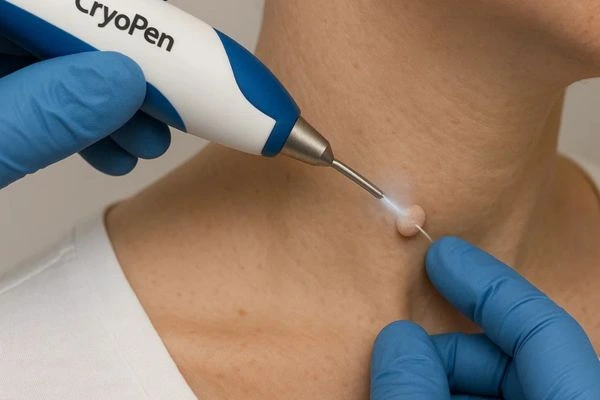 Person receiving Cryotherapy skin tag removal Maplehurst