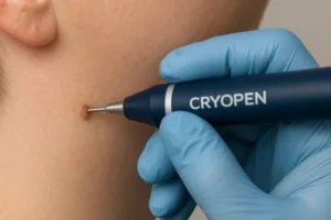 Person receiving skin tag removal Maplehurst